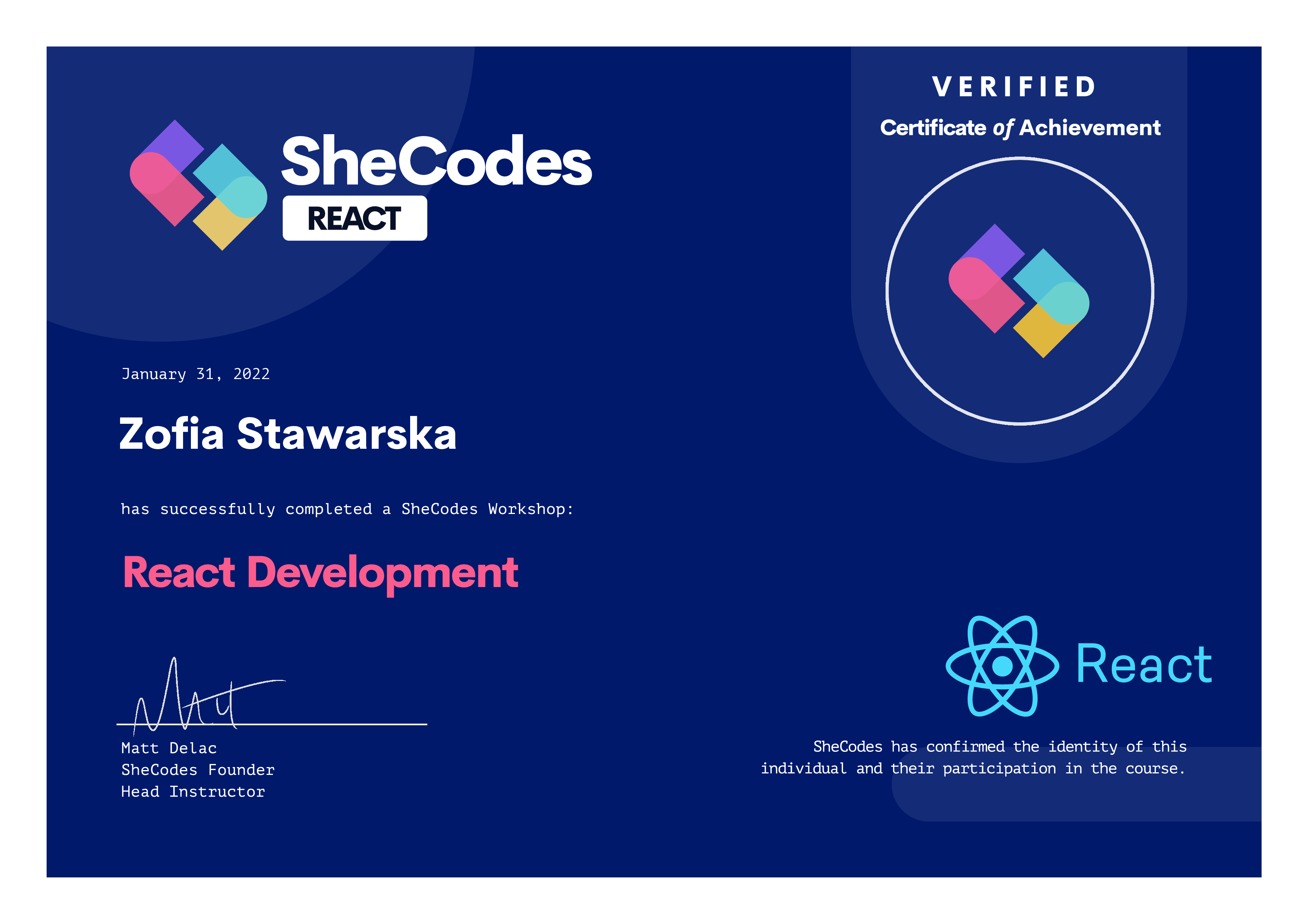 certificate SheCodes Responsive